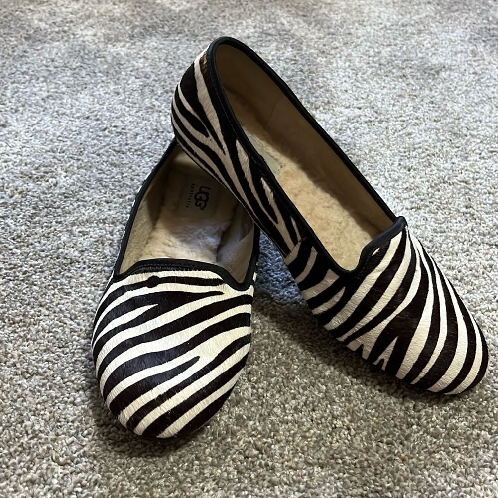UGG Zebra Print Black and White Flats